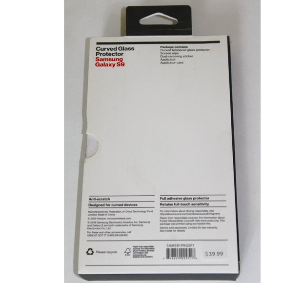 Verizon Curved Glass Protector for Samsung Galaxy S9 - Clear/Black - Picture 2 of 3